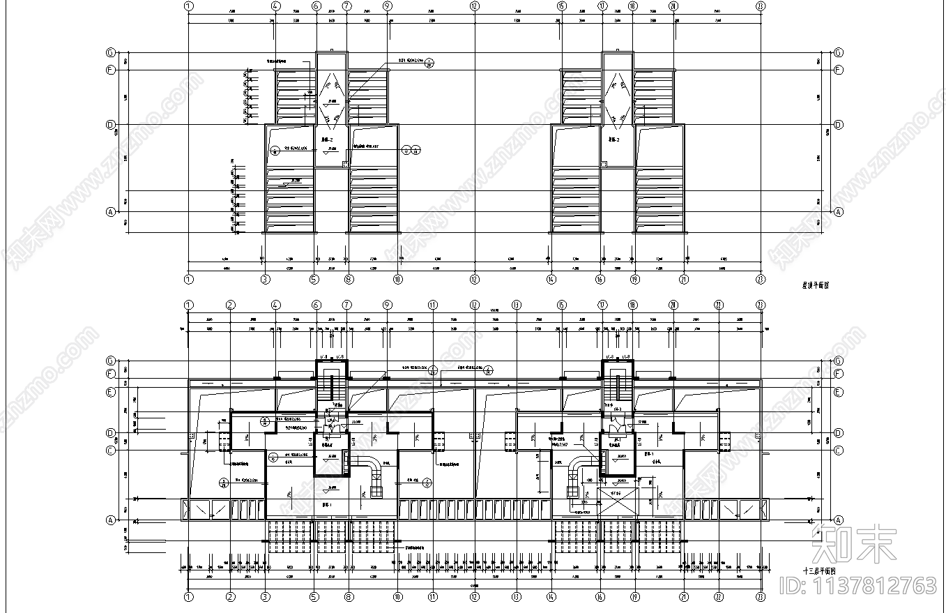 某高层住宅楼建筑cad施工图下载【ID:1137812763】