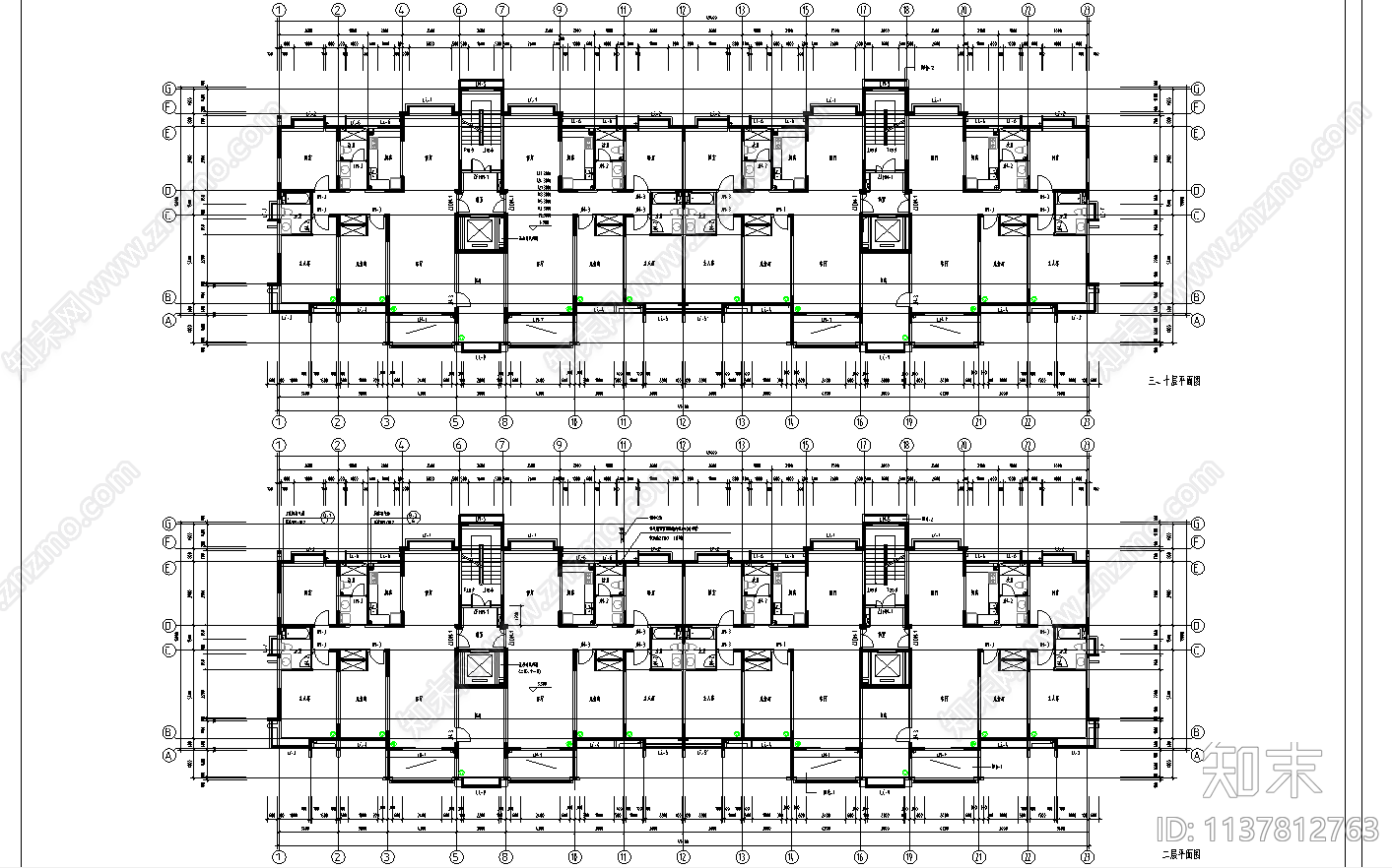 某高层住宅楼建筑cad施工图下载【ID:1137812763】