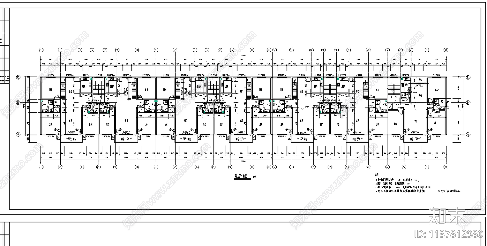 现代住宅楼全套cad施工图下载【ID:1137812980】