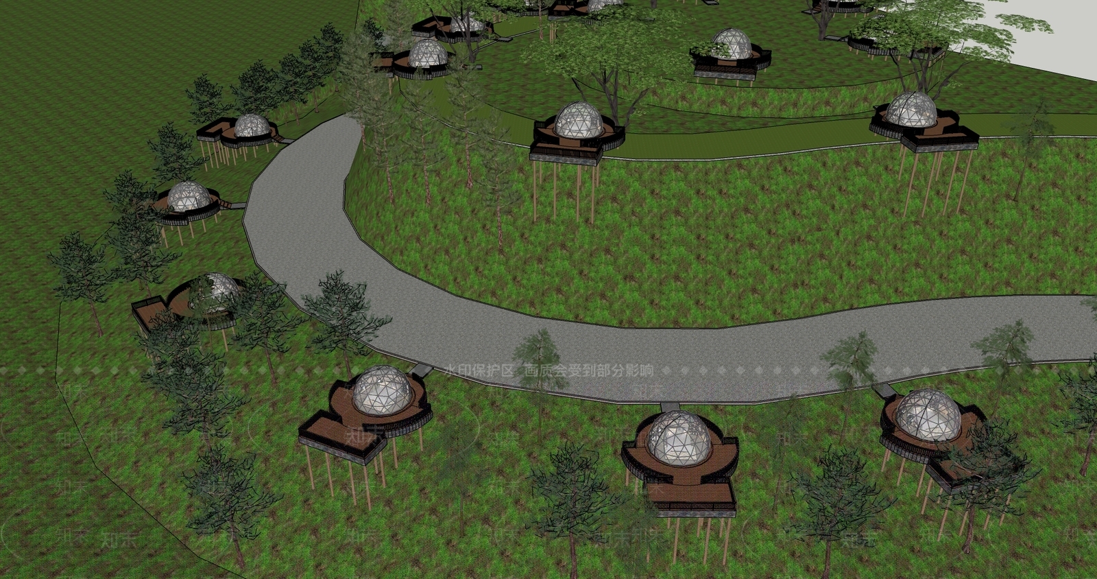 现代星空帐篷玻璃球露营SU模型下载【ID:1137813270】