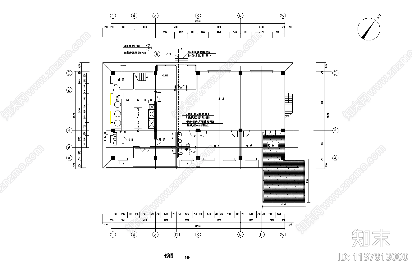 某山庄住宅建筑cad施工图下载【ID:1137813000】