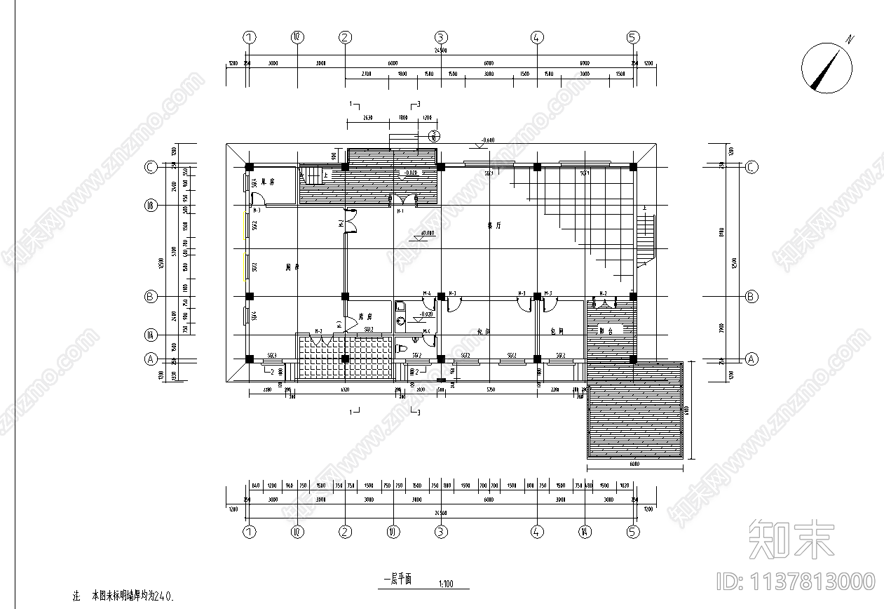 某山庄住宅建筑cad施工图下载【ID:1137813000】