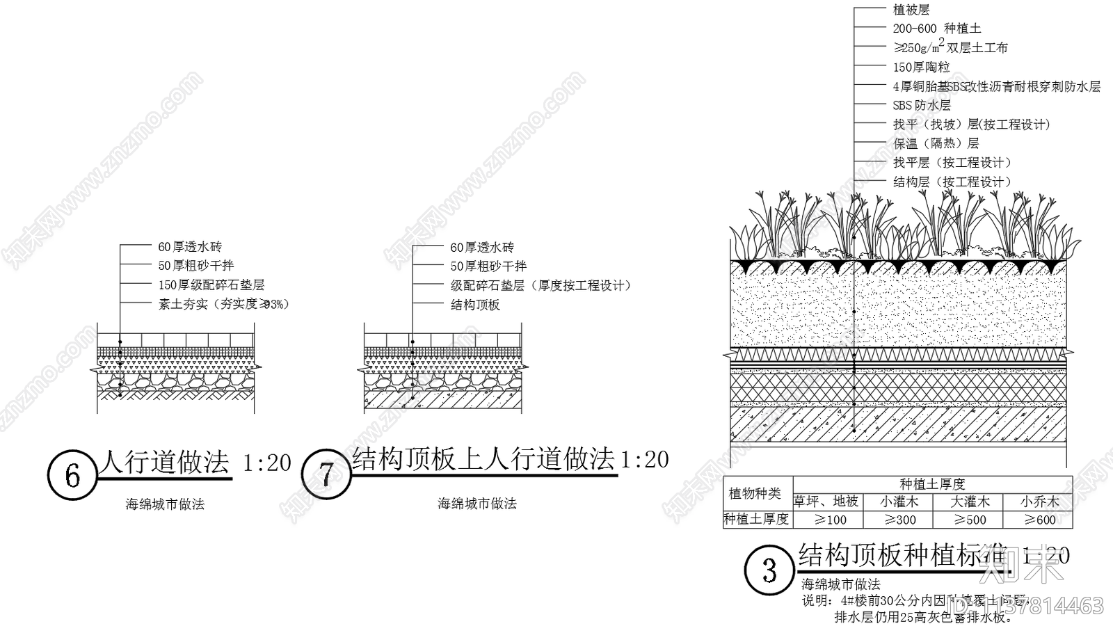 透水混凝土做法大样cad施工图下载【ID:1137814463】