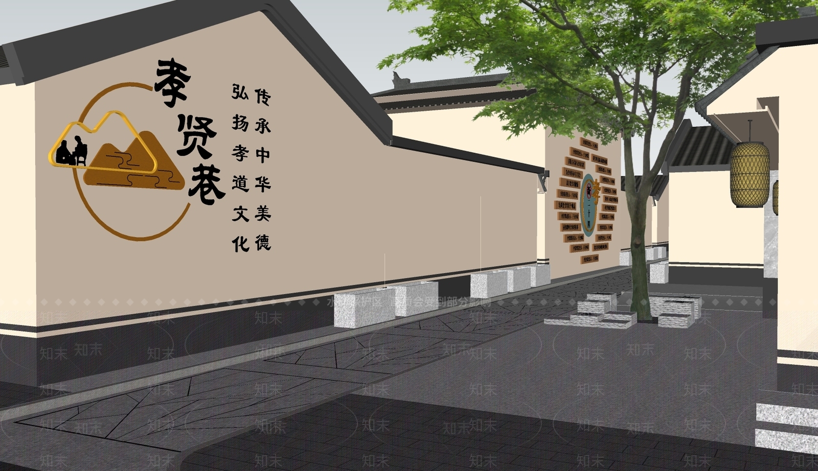 现代美丽乡村SU模型下载【ID:1137814673】