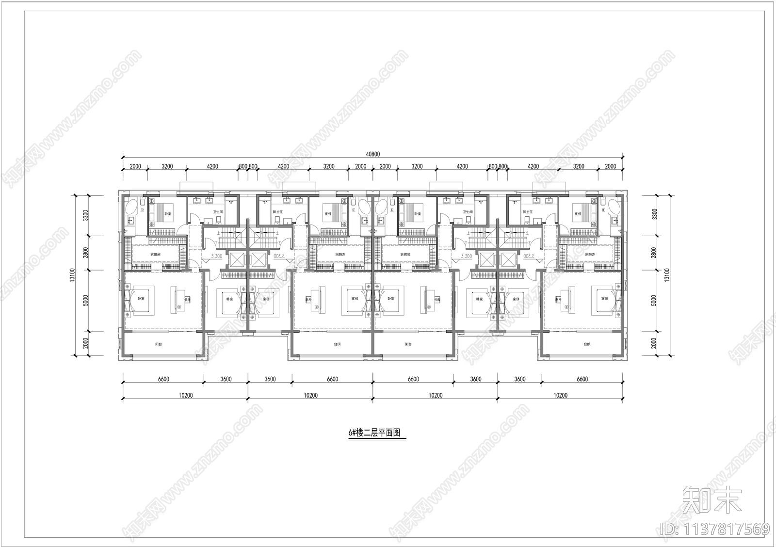 4层284平联排别墅建筑平面图施工图下载【ID:1137817569】