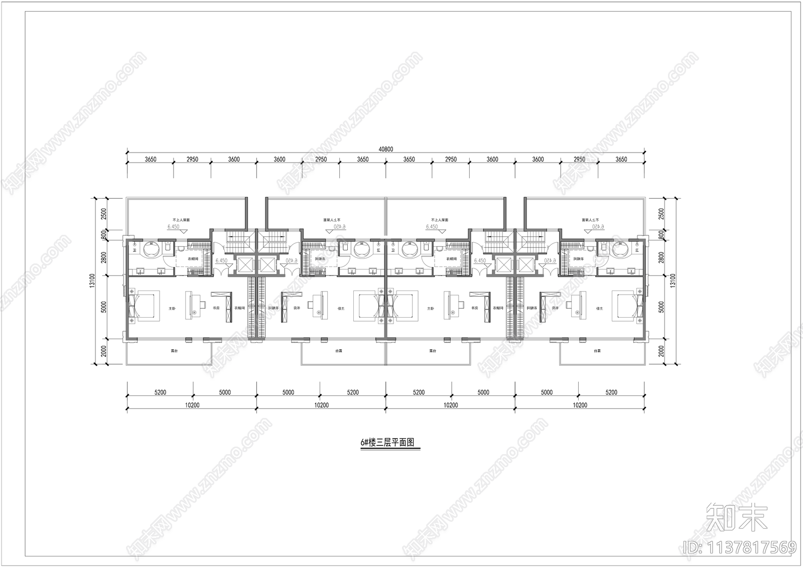 4层284平联排别墅建筑平面图施工图下载【ID:1137817569】