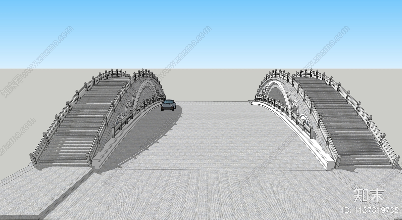 现代景观桥SU模型下载【ID:1137819735】