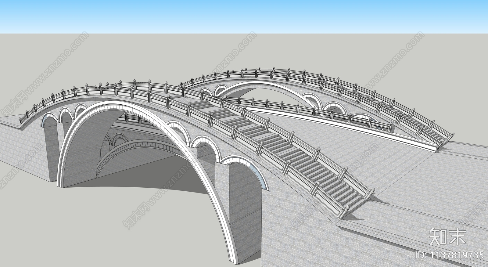 现代景观桥SU模型下载【ID:1137819735】