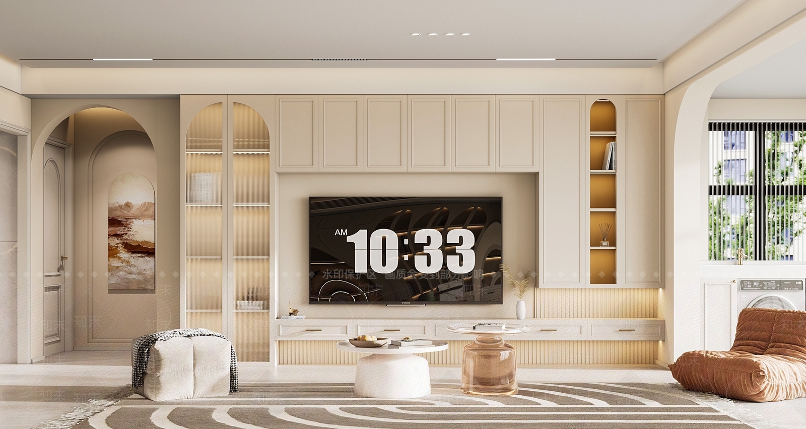 法式简约家居客厅3D模型下载【ID:1137878997】