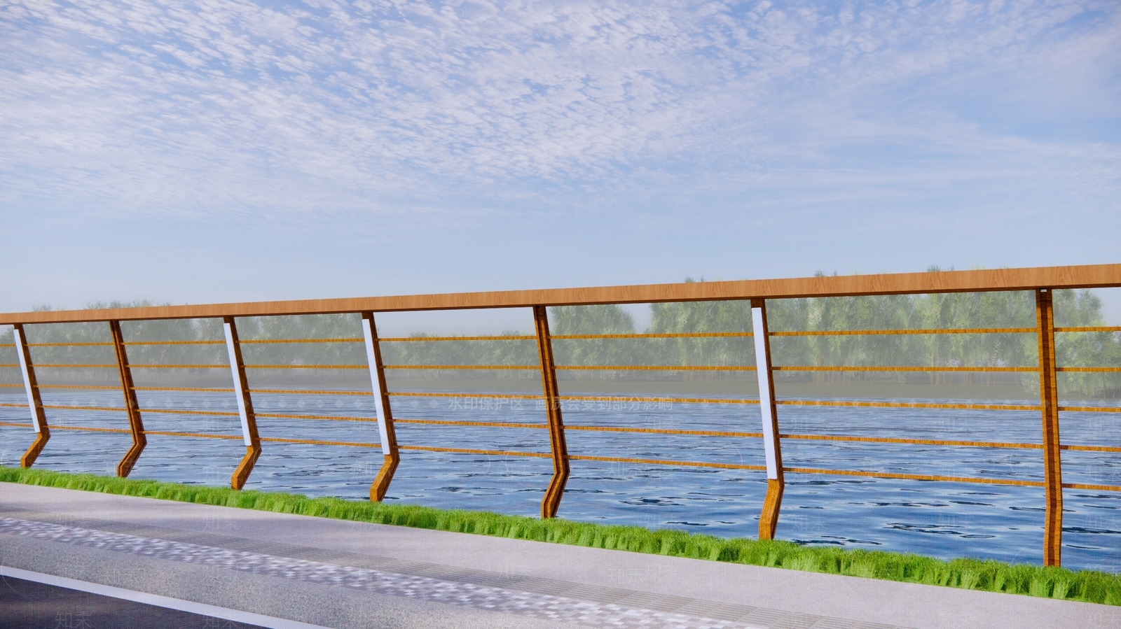 现代木纹不锈钢栏杆SU模型下载【ID:1137820851】