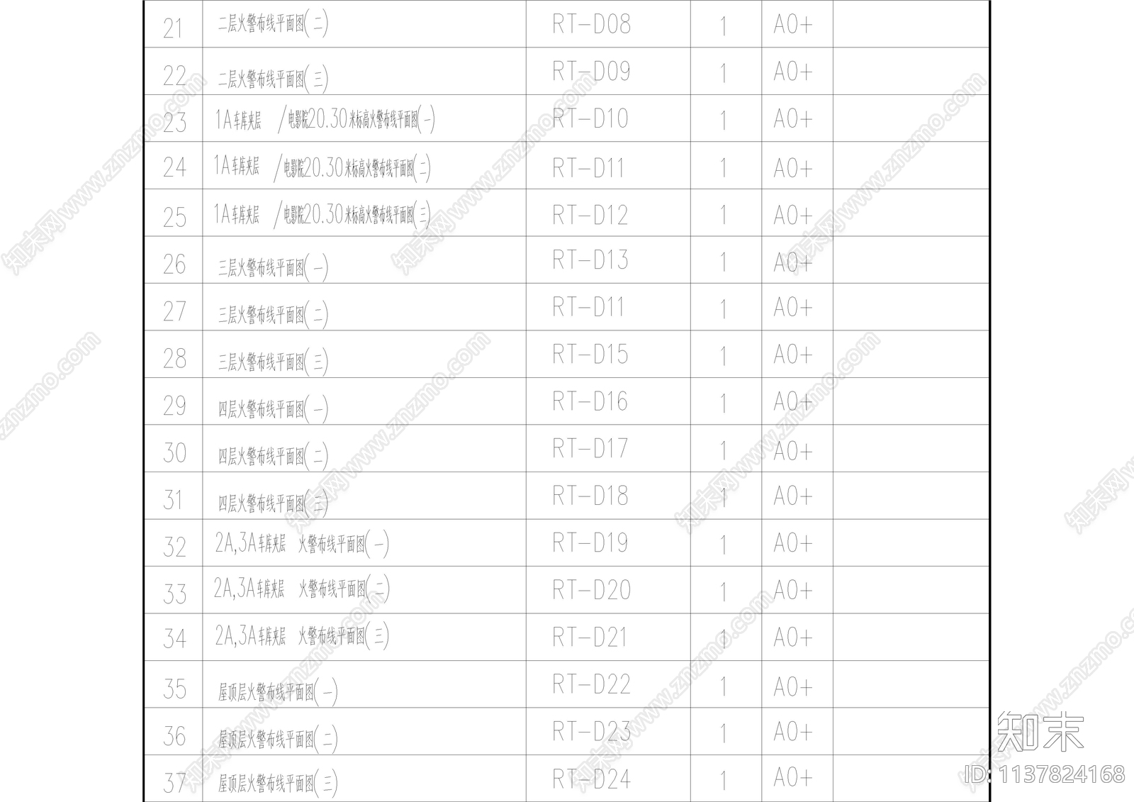 火灾报警图例说明目录cad施工图下载【ID:1137824168】