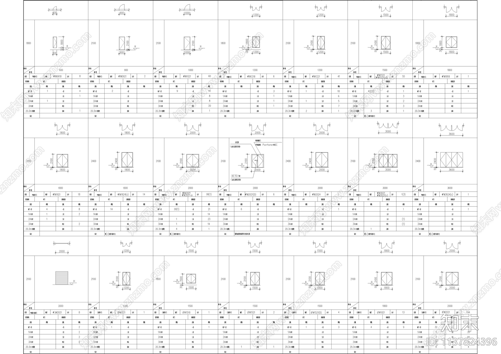 建筑门窗表及说明施工图下载【ID:1137824396】