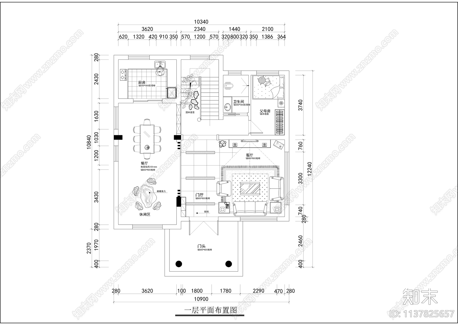 三层别墅装修cad施工图下载【ID:1137825657】