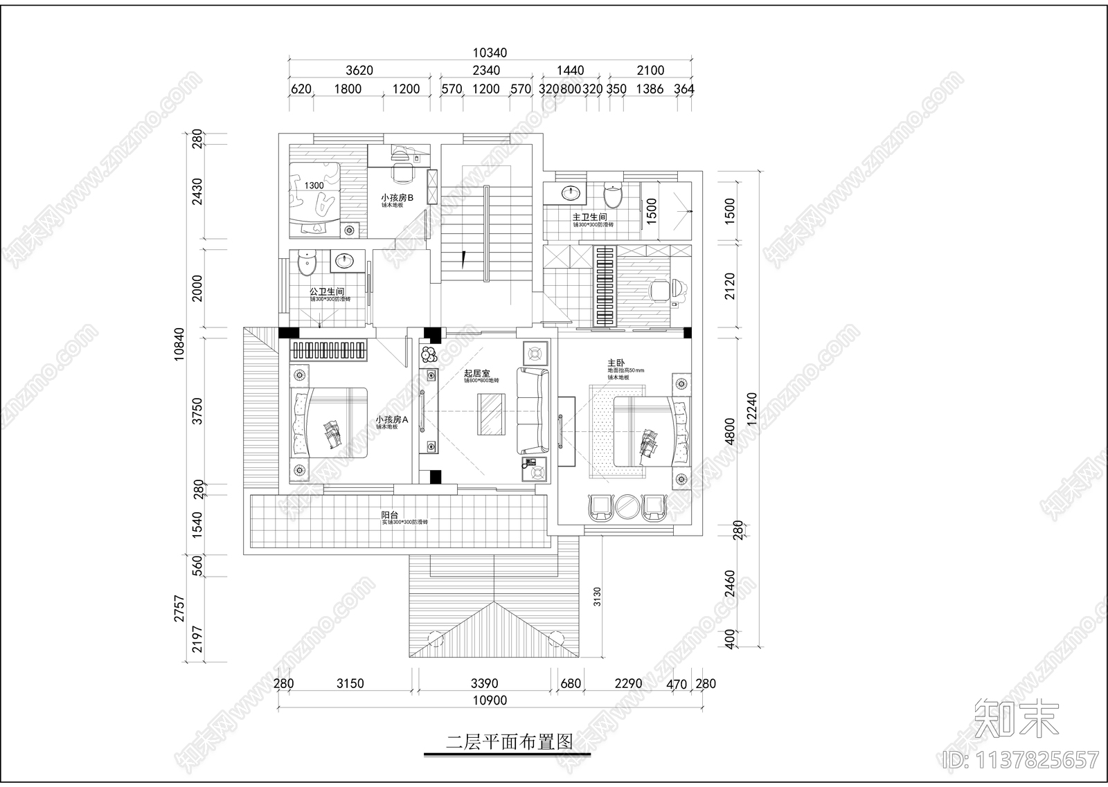 三层别墅装修cad施工图下载【ID:1137825657】