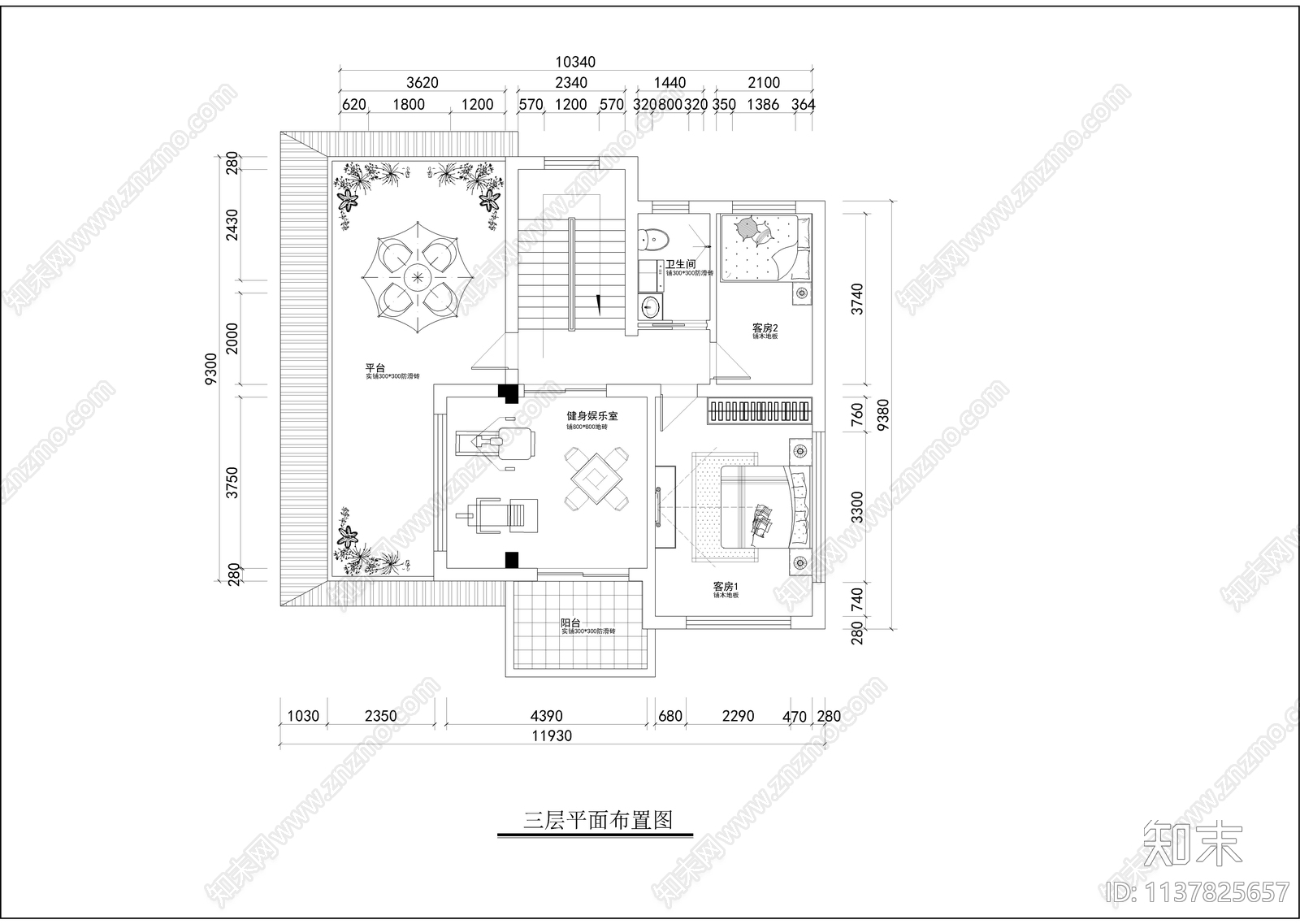 三层别墅装修cad施工图下载【ID:1137825657】