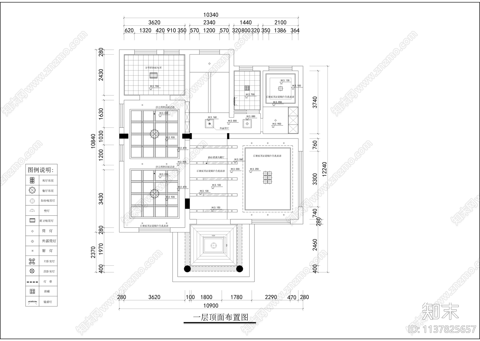 三层别墅装修cad施工图下载【ID:1137825657】