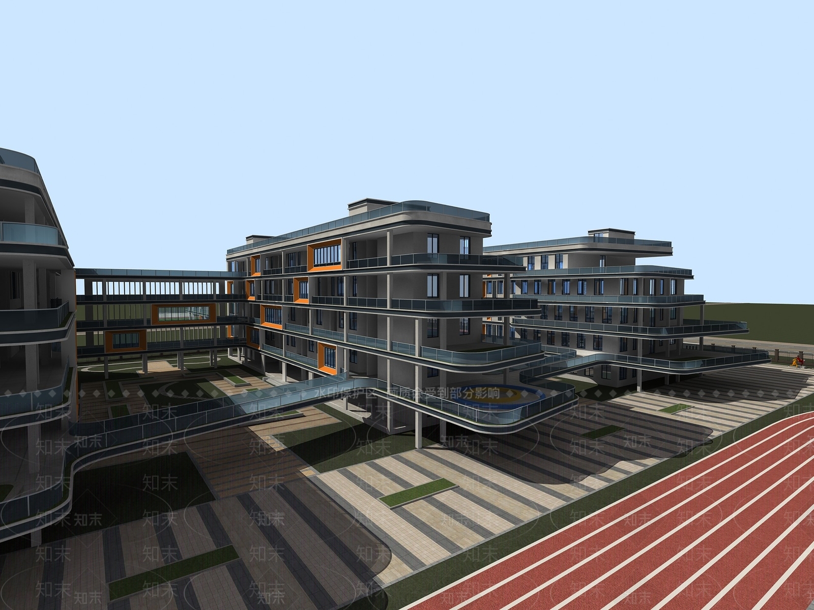 现代学校外观3D模型下载【ID:1137829768】