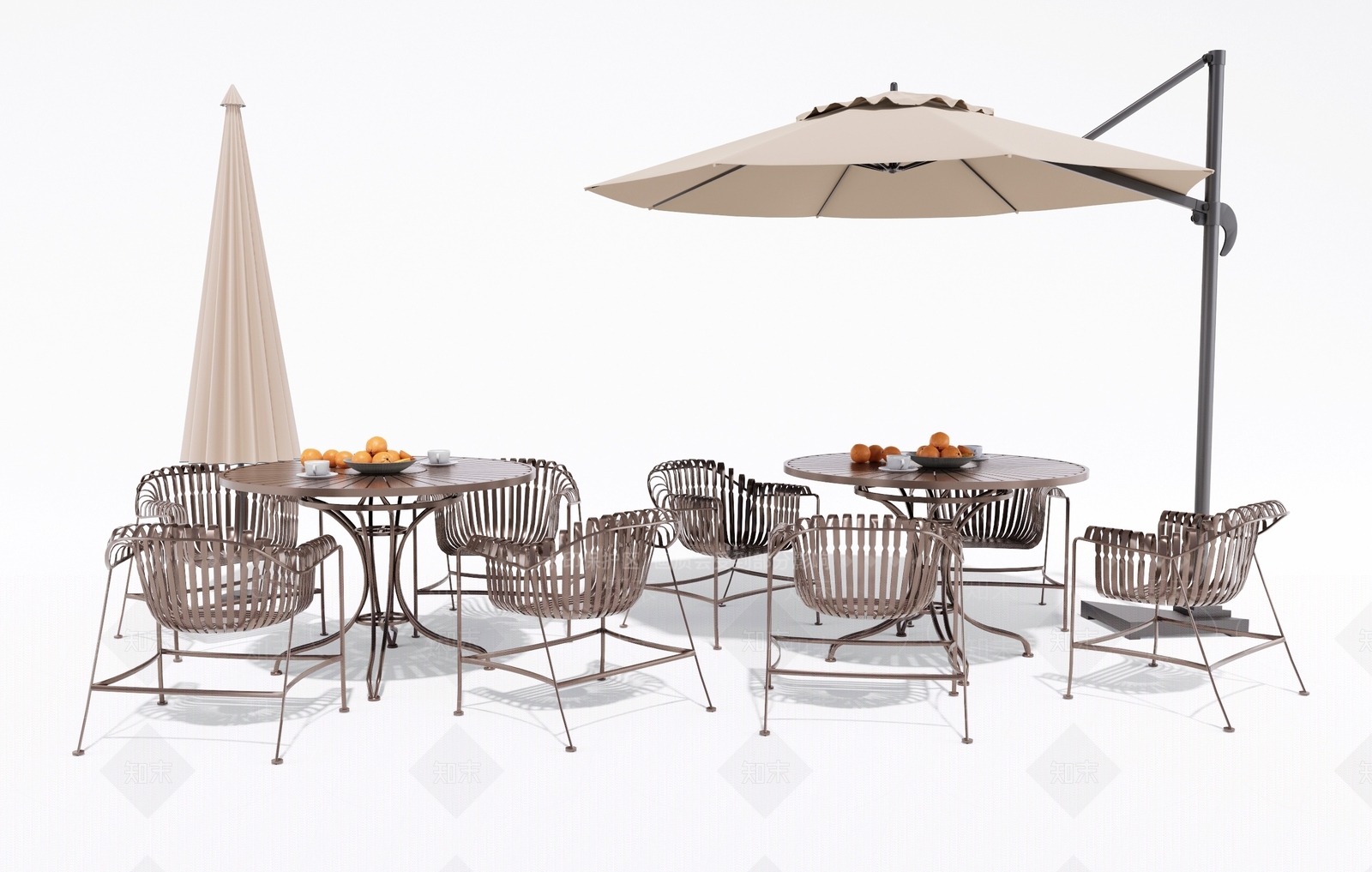 现代户外铁艺桌椅3D模型下载【ID:1137830940】