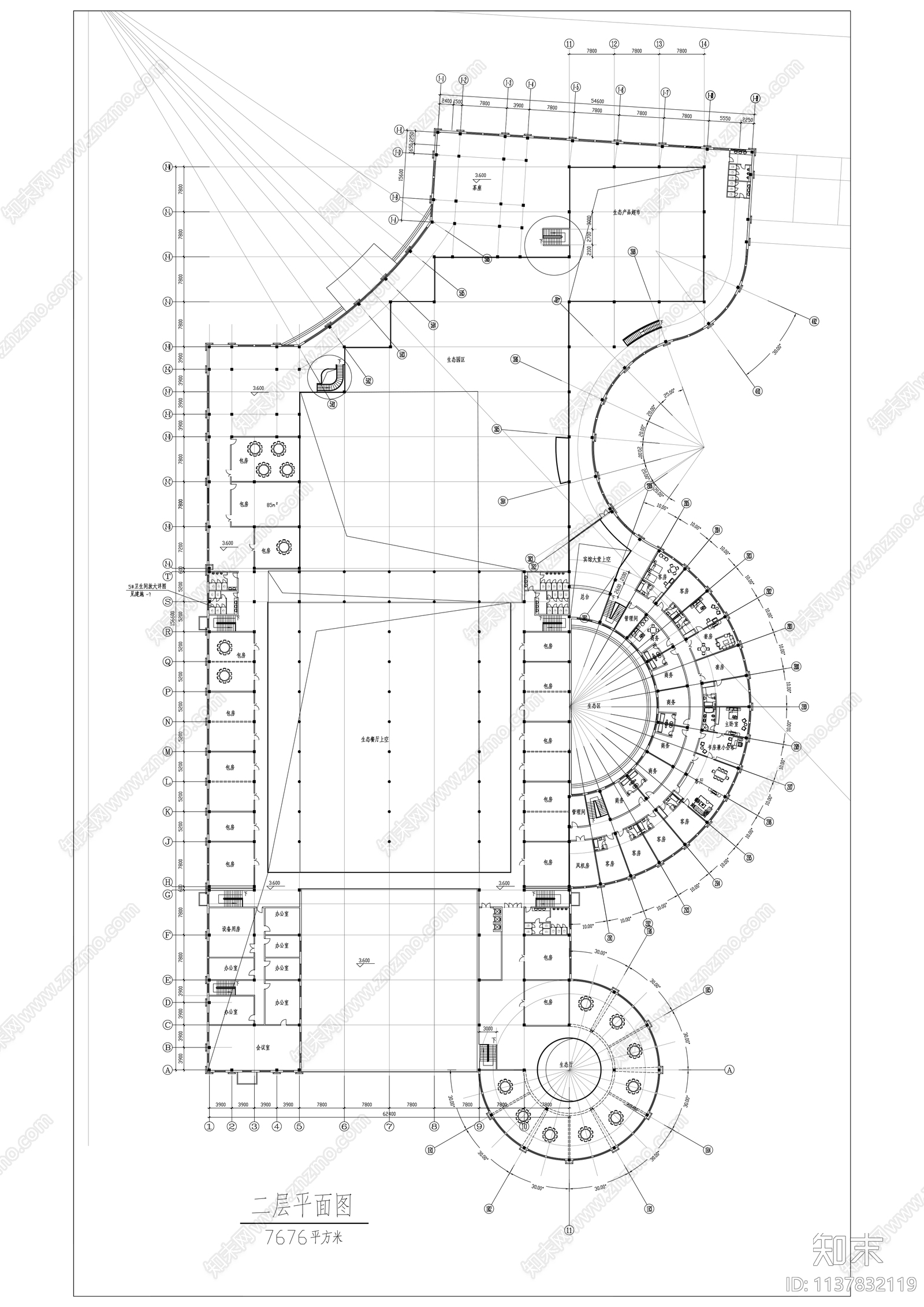 新中式酒店效果图cad施工图下载【ID:1137832119】