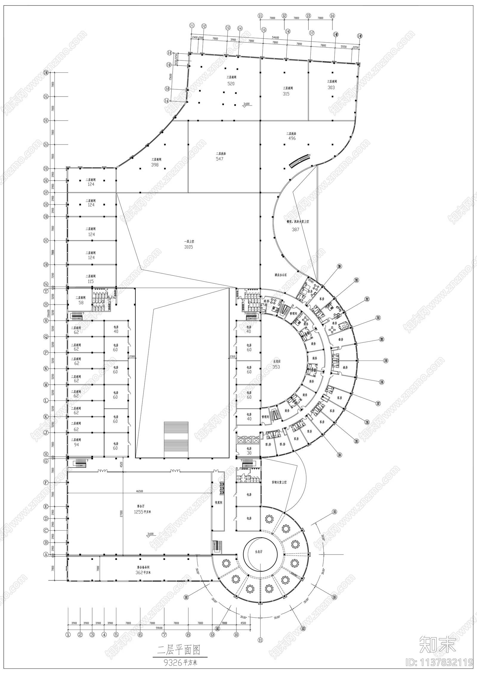 新中式酒店效果图cad施工图下载【ID:1137832119】