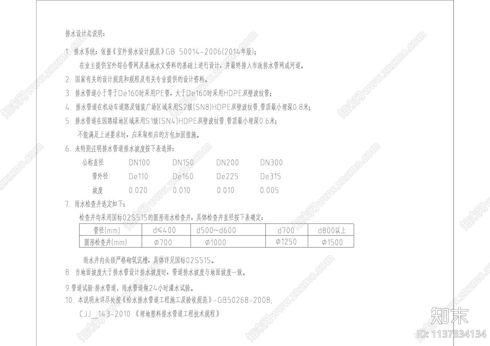 给排水设计说明cad施工图下载【ID:1137834134】