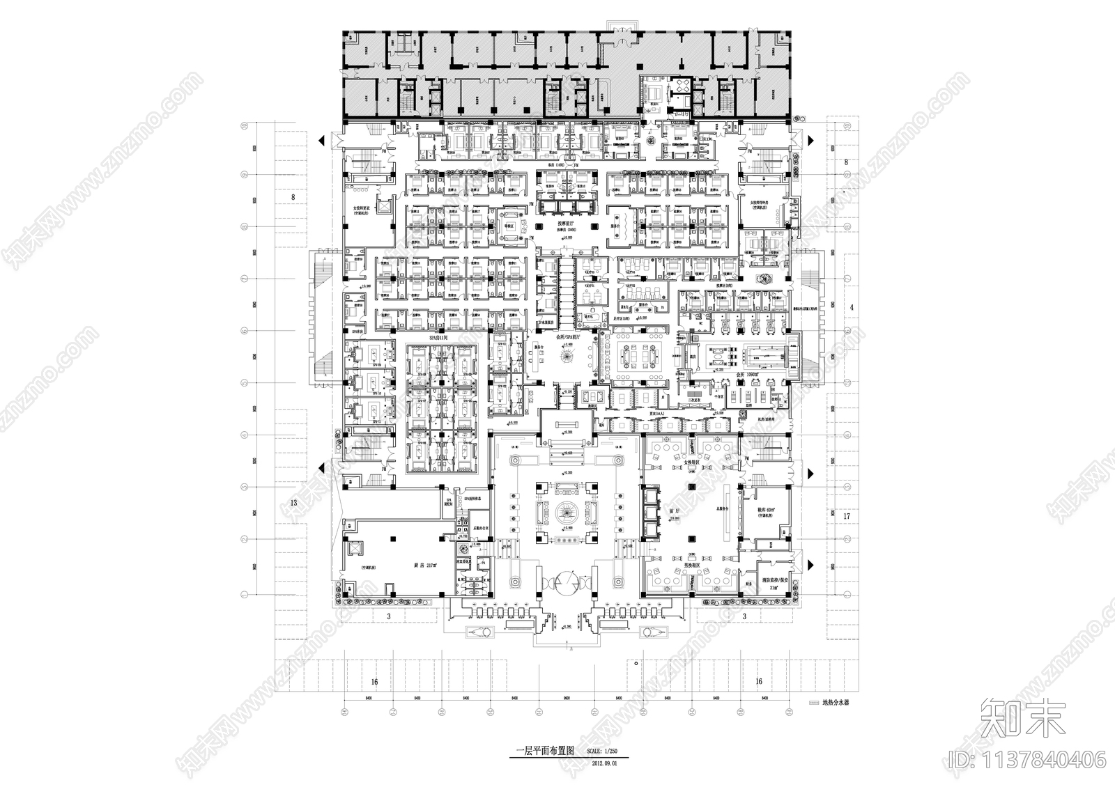 大型洗浴平面图施工图下载【ID:1137840406】
