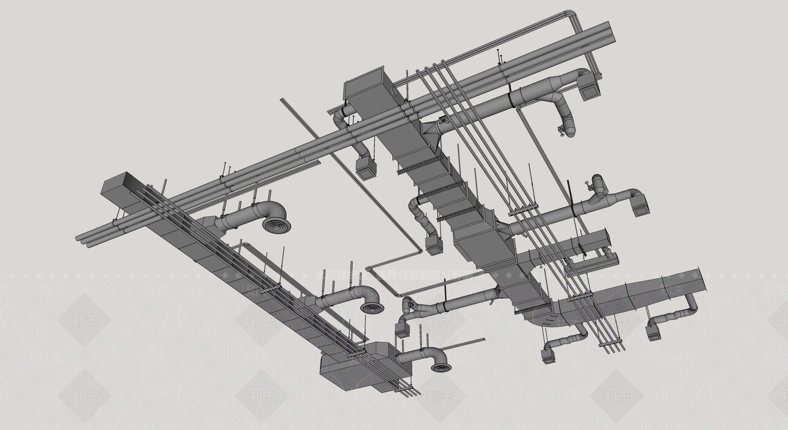 现代管道吊顶SU模型下载【ID:1137840782】