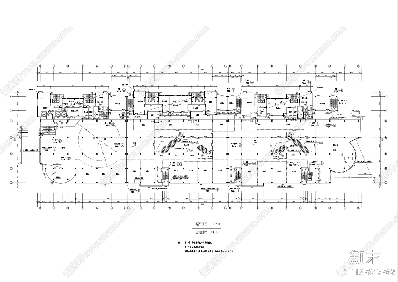 三层现代商业综合体建筑cad施工图下载【ID:1137847762】