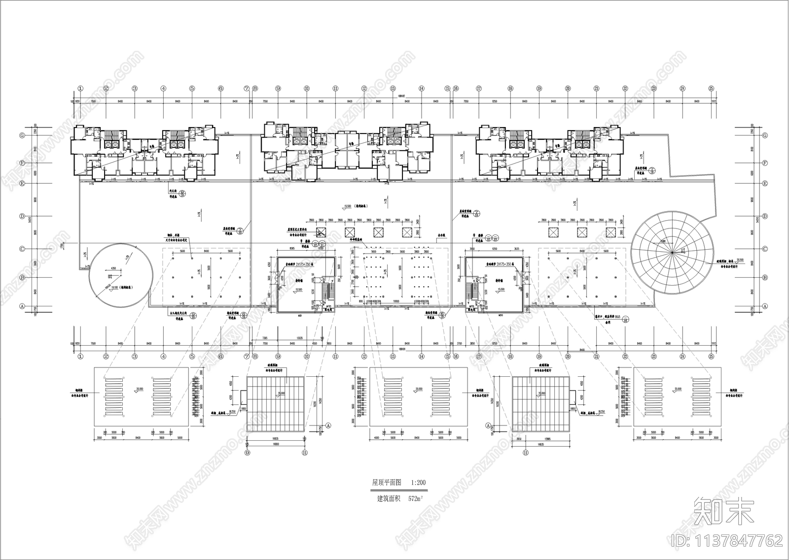 三层现代商业综合体建筑cad施工图下载【ID:1137847762】