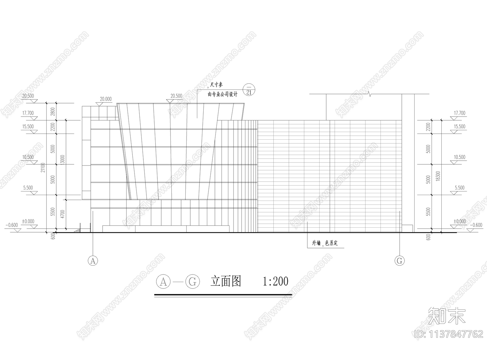 三层现代商业综合体建筑cad施工图下载【ID:1137847762】