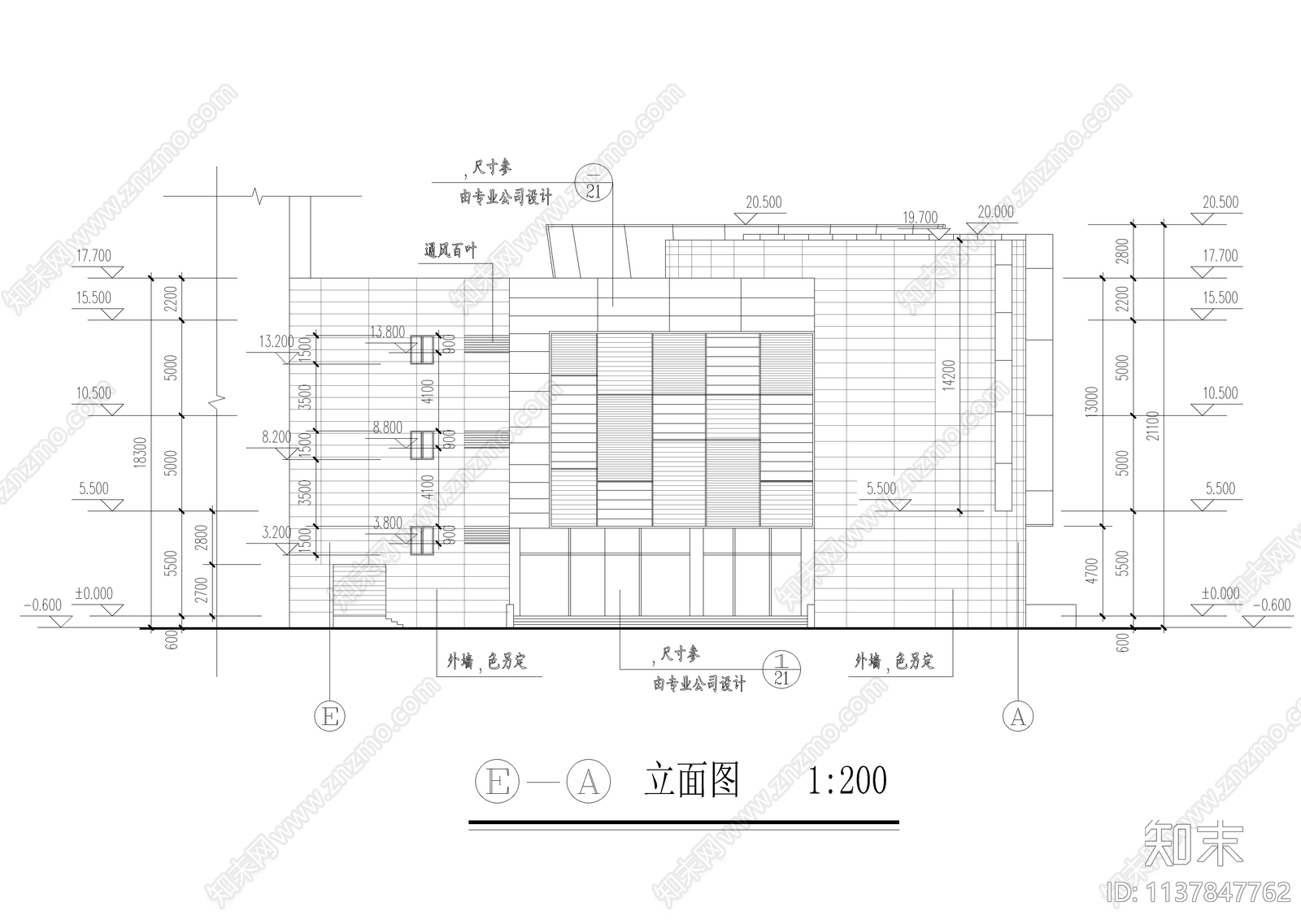 三层现代商业综合体建筑cad施工图下载【ID:1137847762】