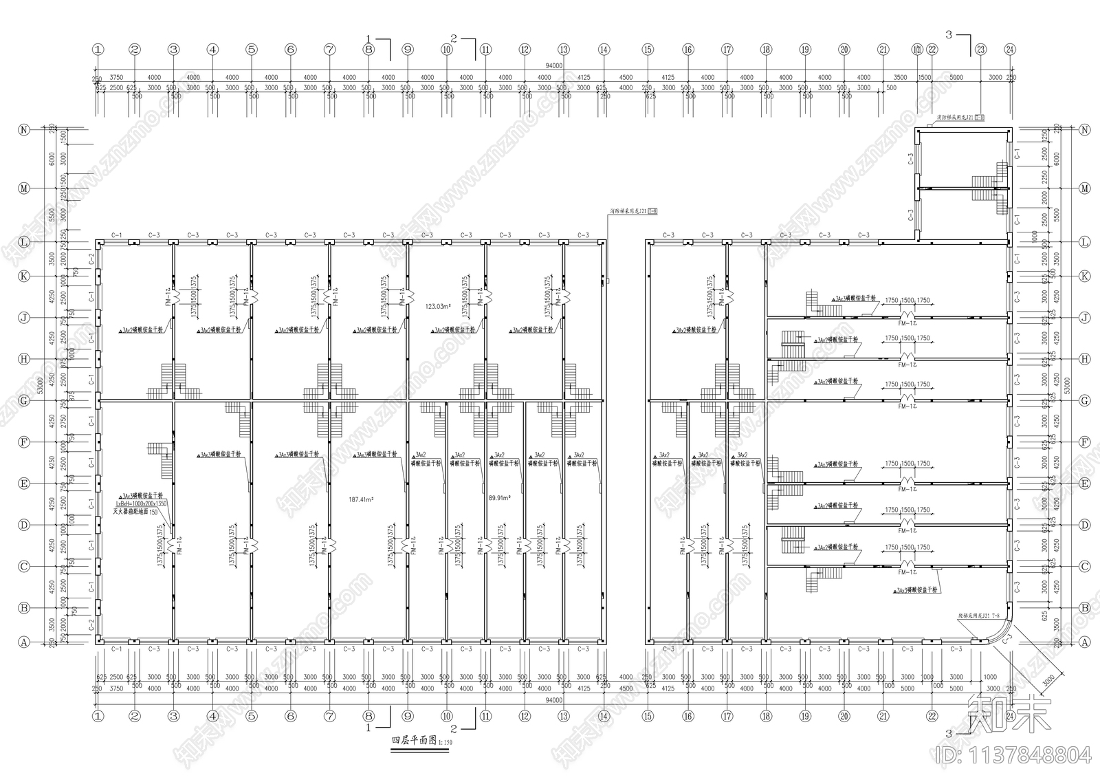 四层欧式商场建筑cad施工图下载【ID:1137848804】