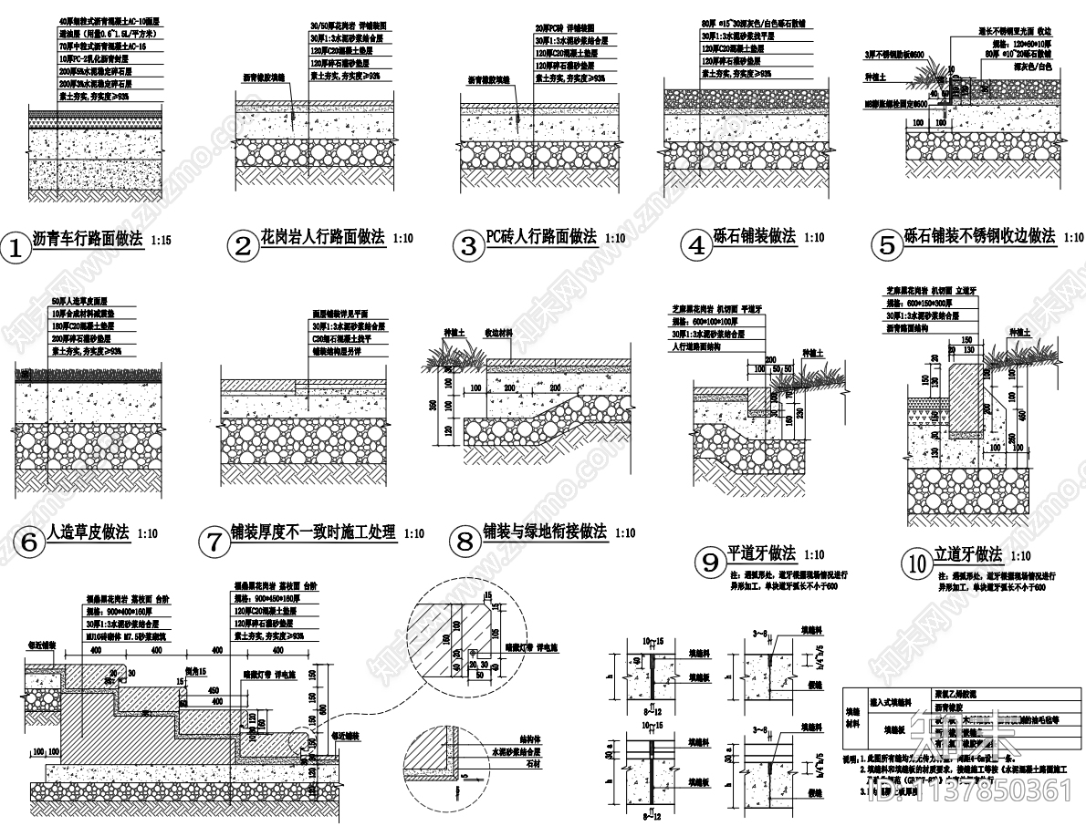 景观铺地标准节点施工图下载【ID:1137850361】