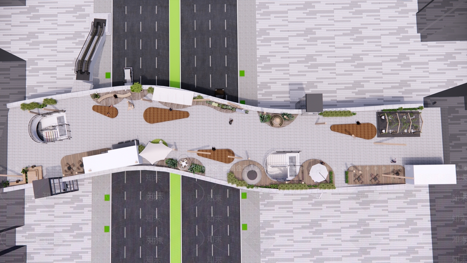 现代过街天桥SU模型下载【ID:1137850507】