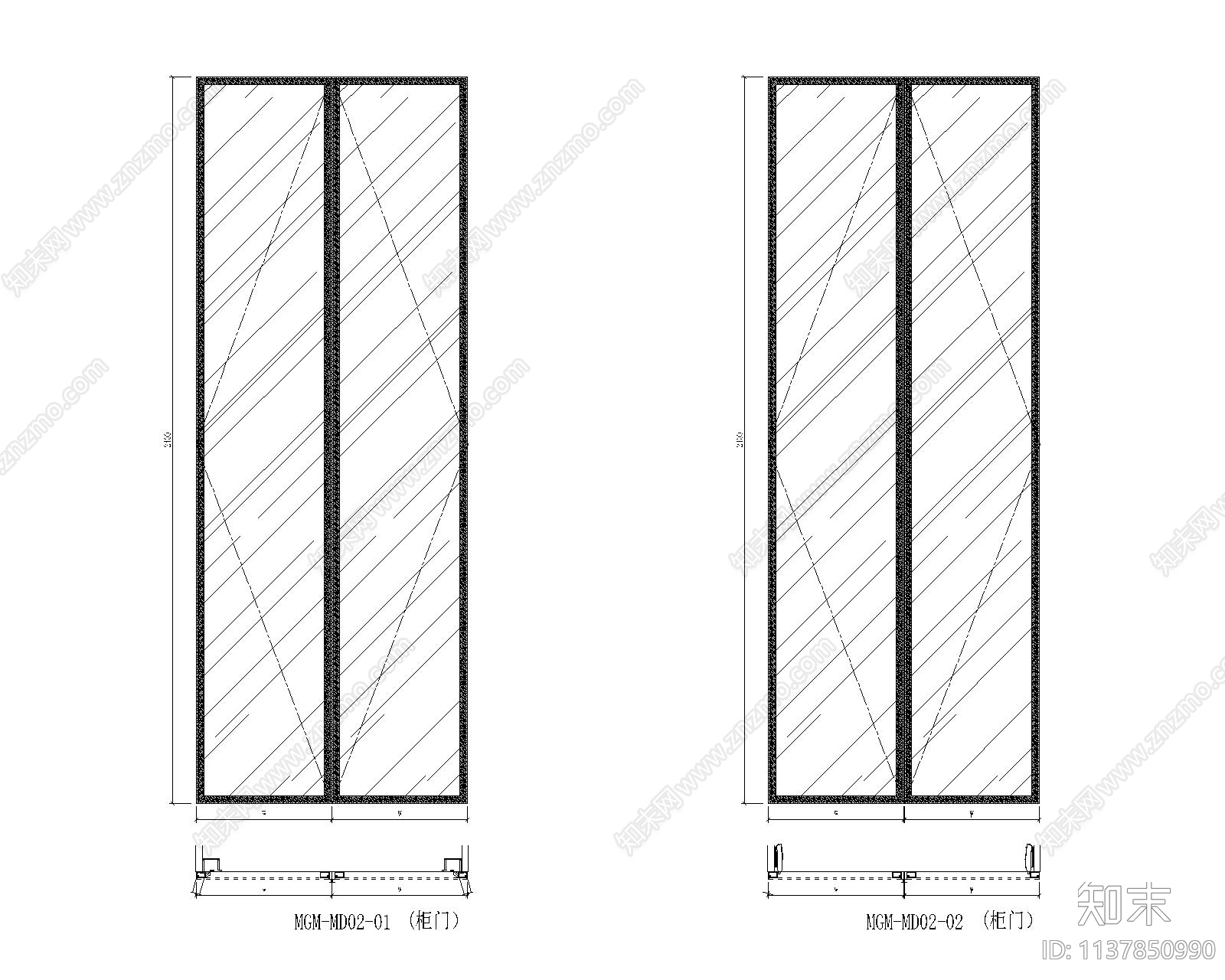 铝框鞋柜cad施工图下载【ID:1137850990】