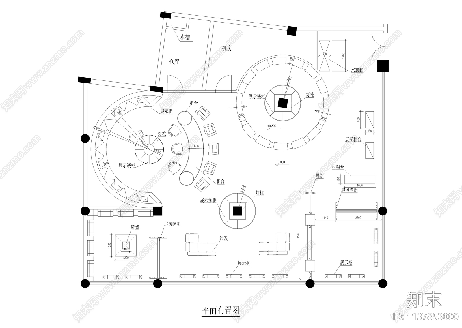 古董商店全套装修cad施工图下载【ID:1137853000】