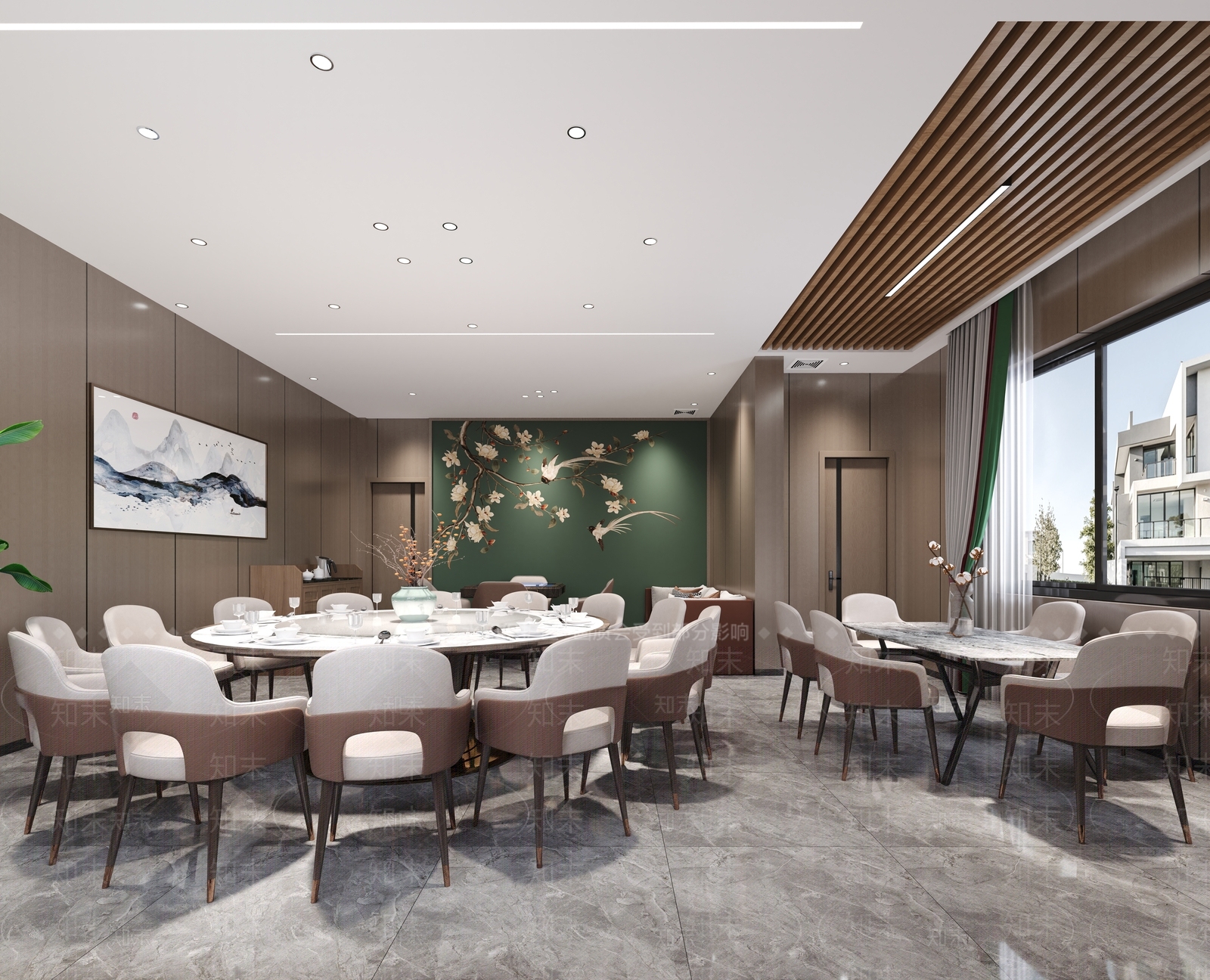 新中式餐厅包厢3D模型下载【ID:1137854697】_知末3d模型网