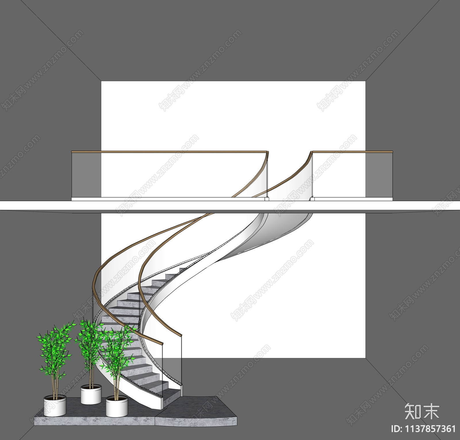 现代旋转楼梯间SU模型下载【ID:1137857361】