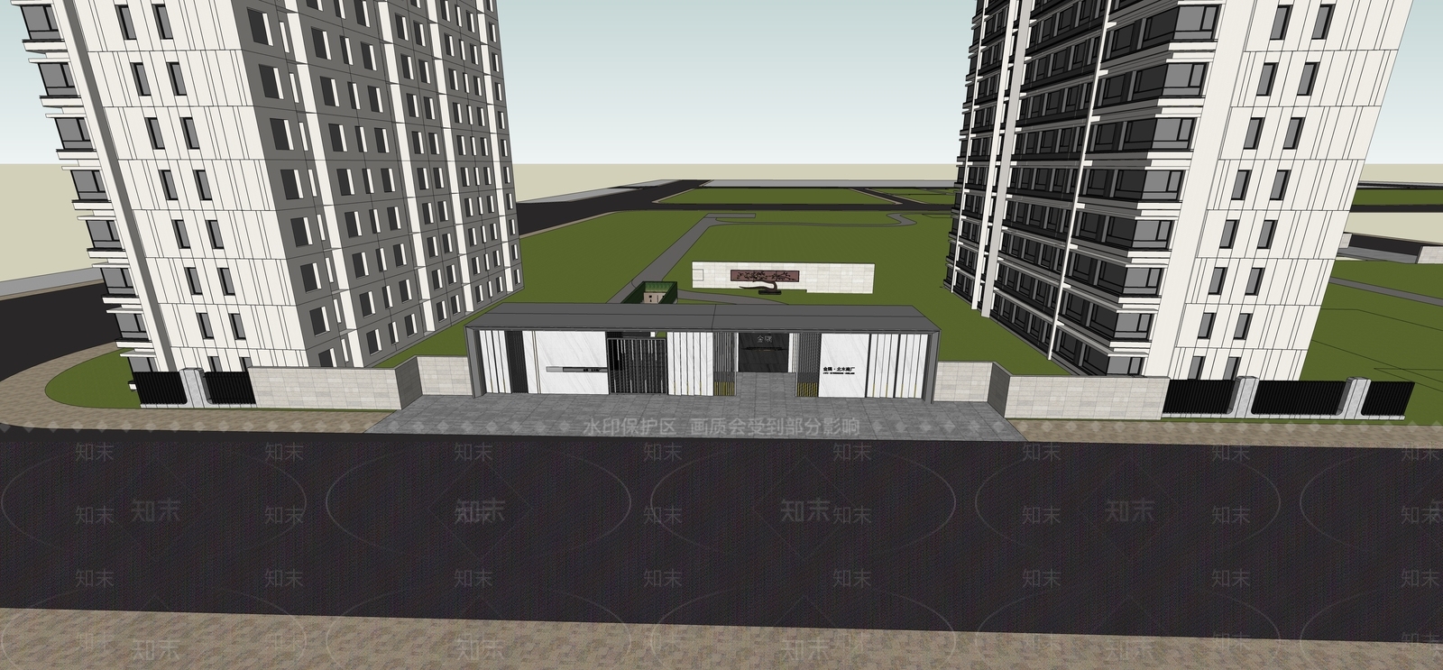 现代入口大门SU模型下载【ID:1137859600】