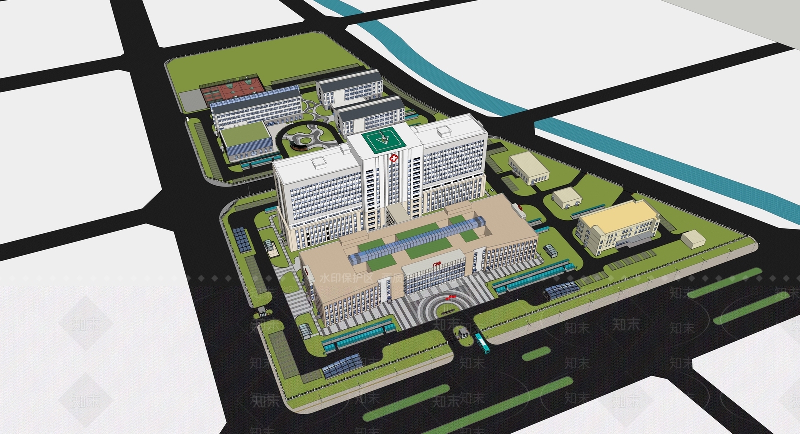 现代医疗建筑SU模型下载【ID:1137860729】