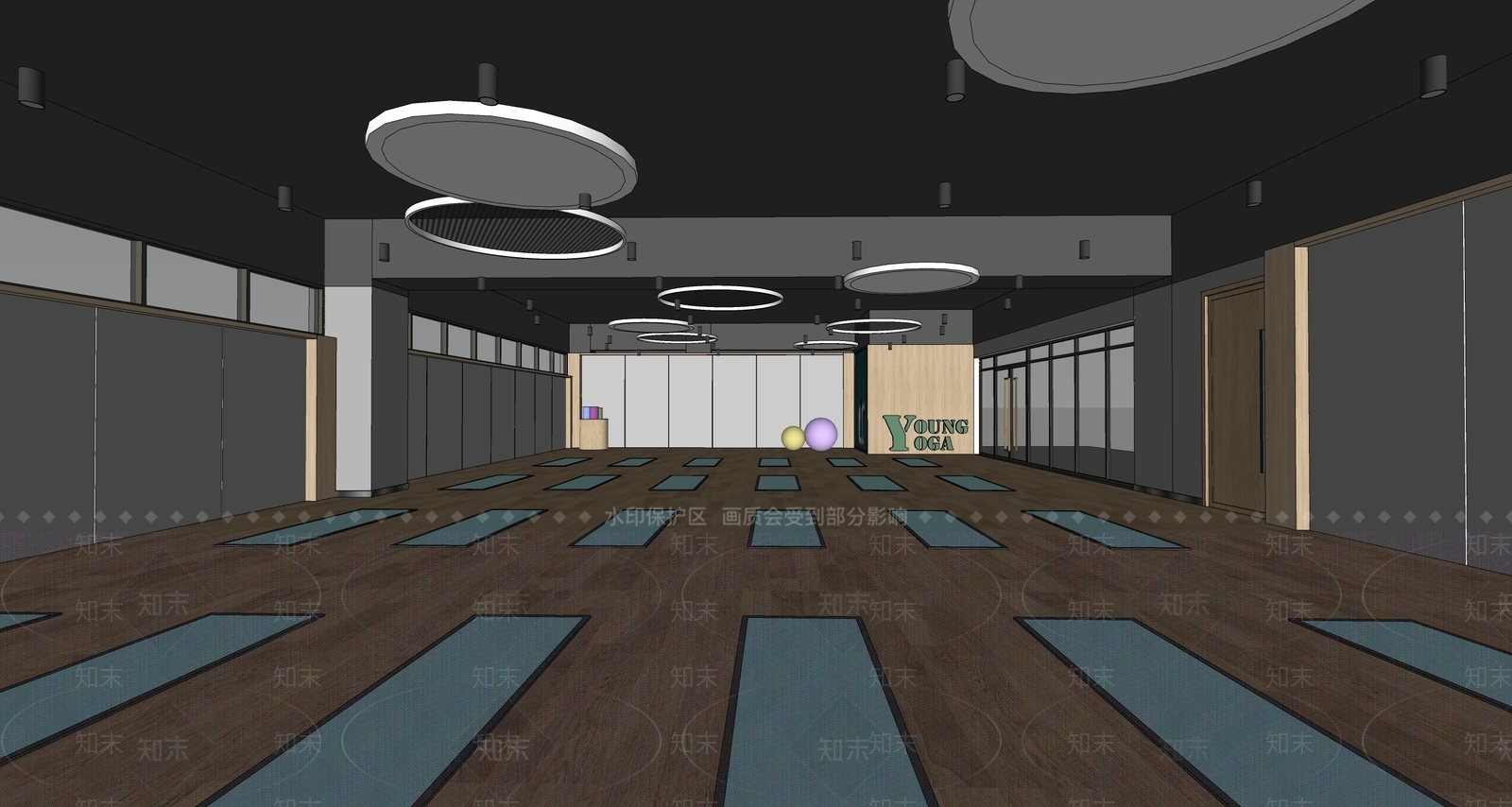 现代学校舞蹈室SU模型下载【ID:1137861896】
