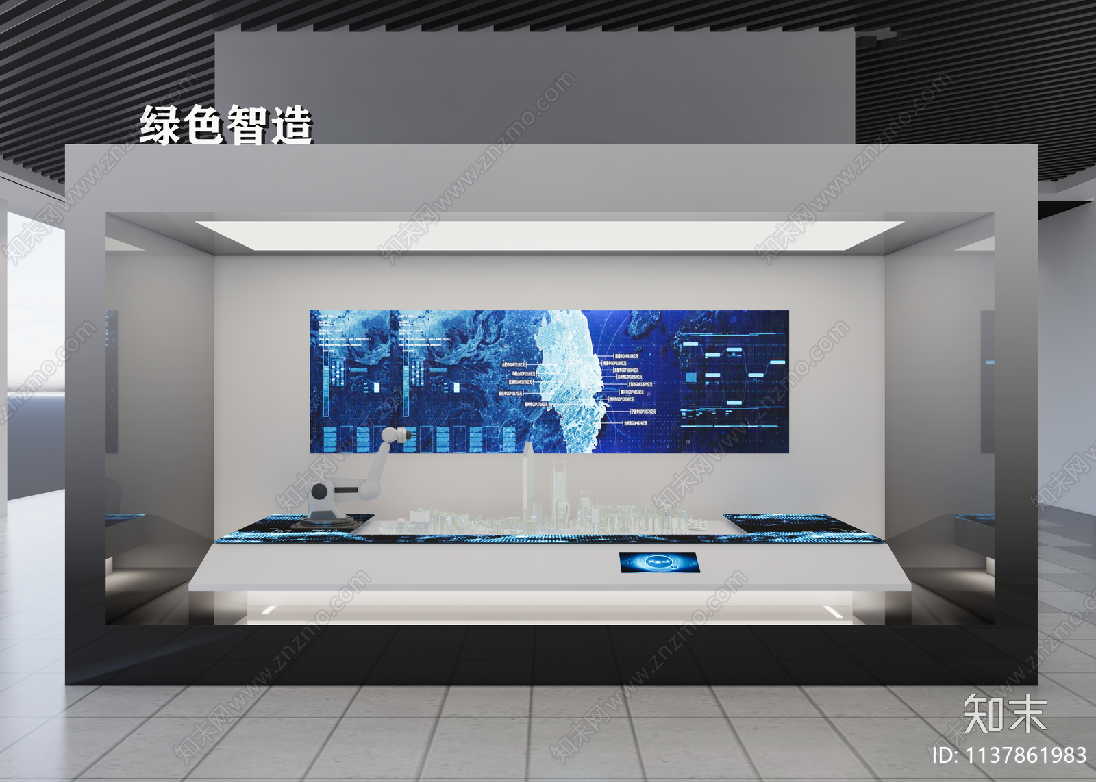 科技沙盘展台3D模型下载【ID:1137861983】