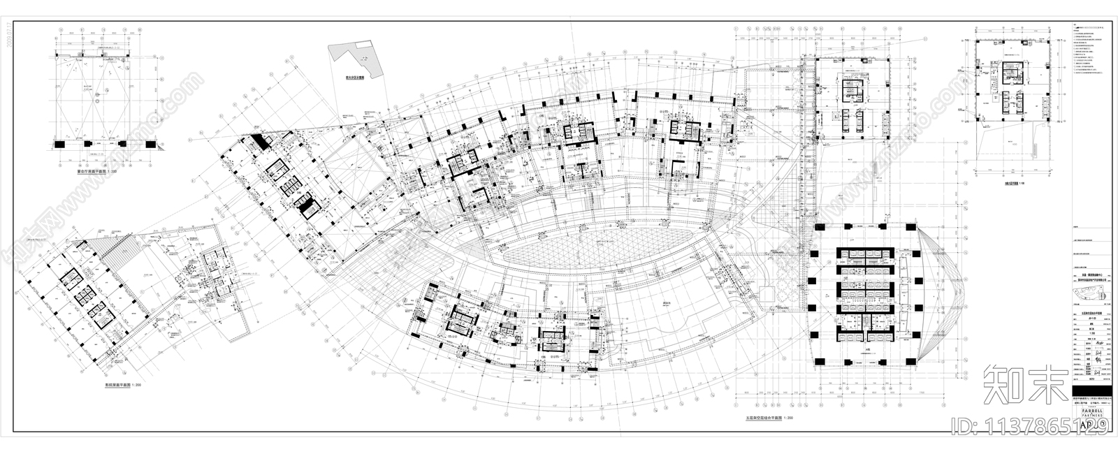 深圳京基商业综合体建筑cad施工图下载【ID:1137865129】