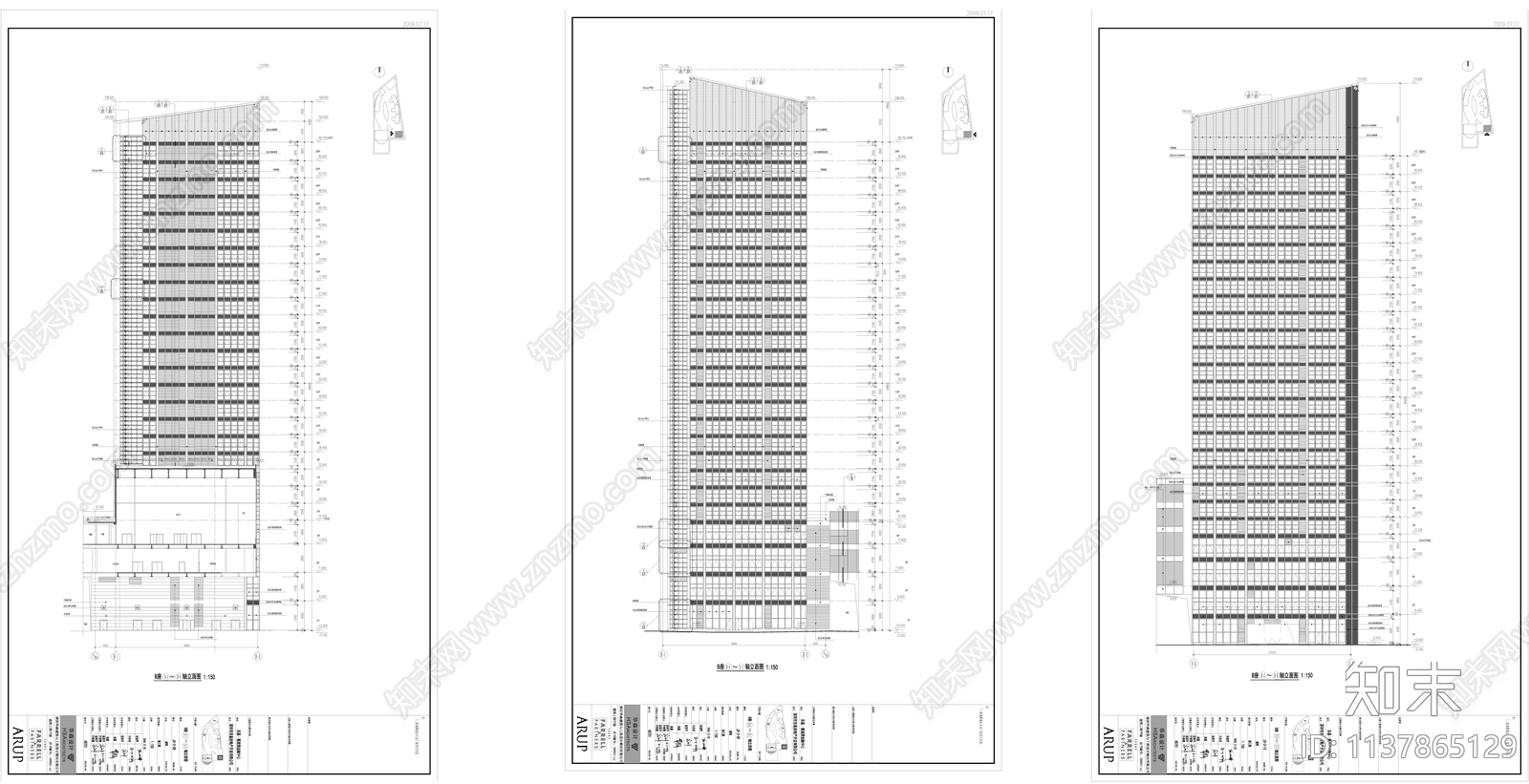 深圳京基商业综合体建筑cad施工图下载【ID:1137865129】