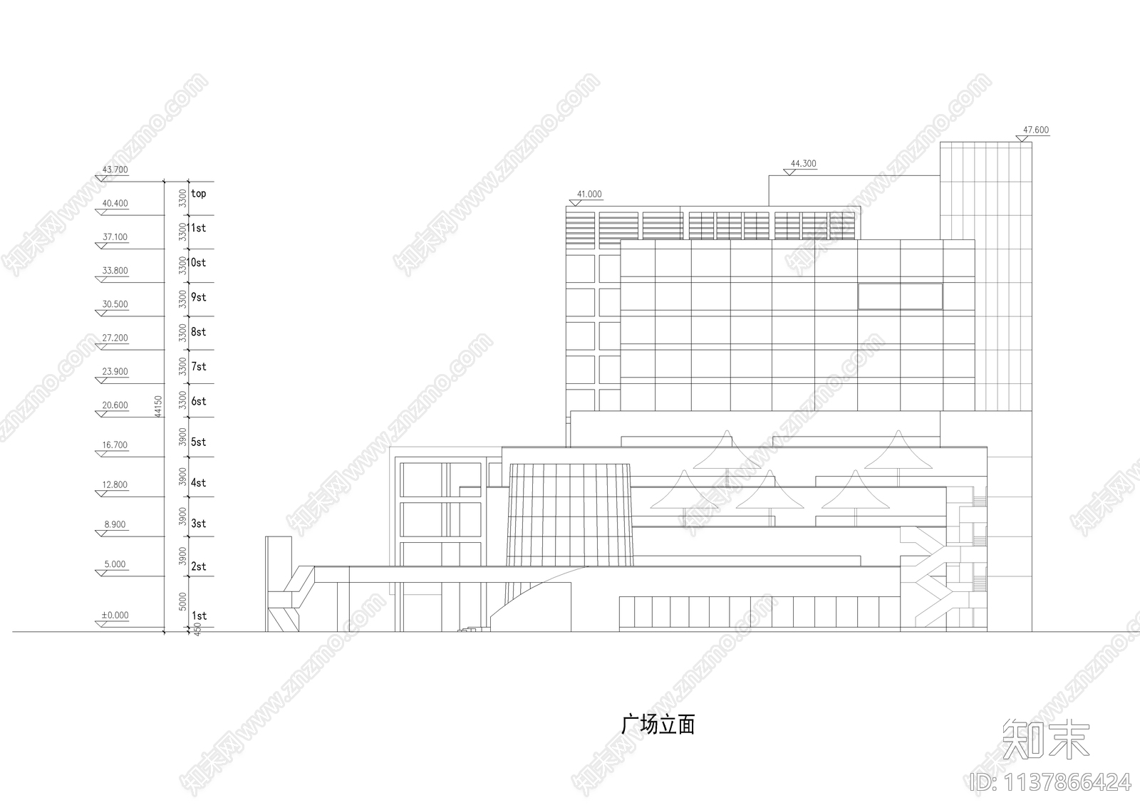 商业及办公楼建筑cad施工图下载【ID:1137866424】