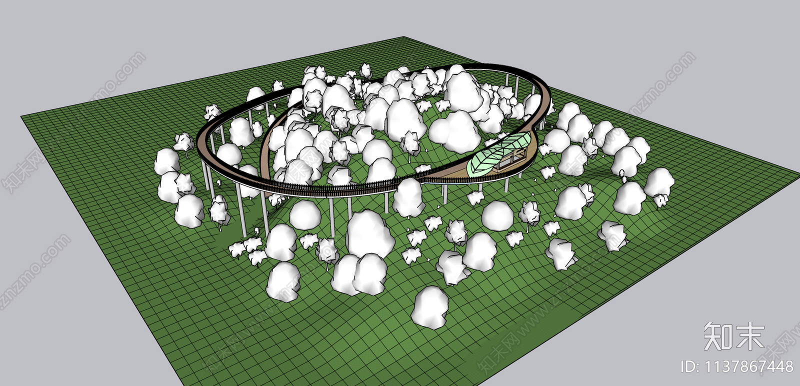 现代环形景观桥SU模型下载【ID:1137867448】