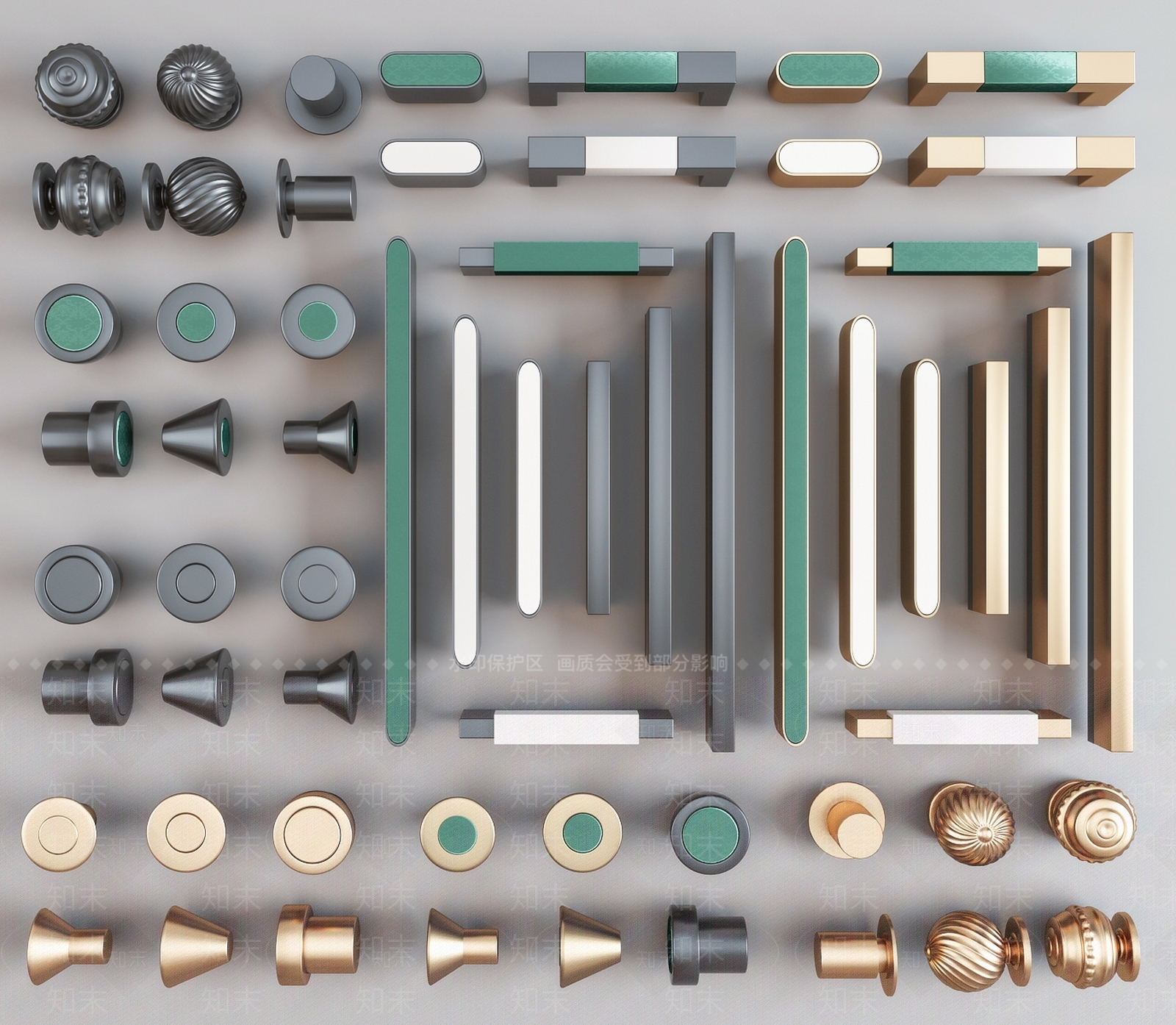 现代金属拉手门把手组合SU模型下载【ID:1137868828】