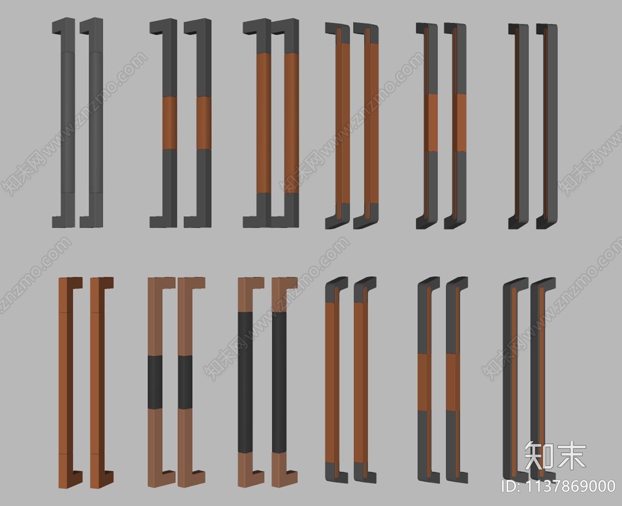 现代金属拉手门把手组合SU模型下载【ID:1137869000】
