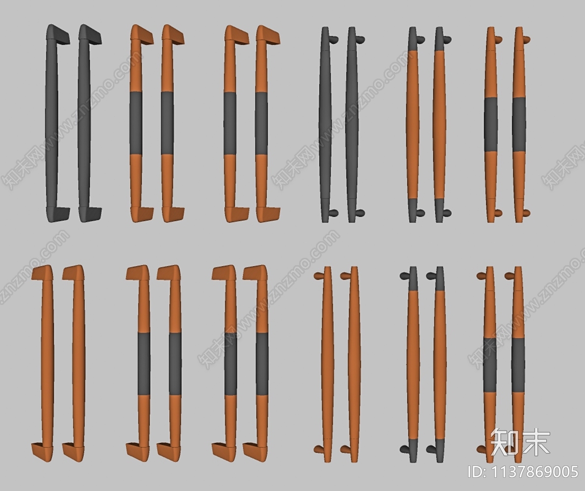 现代金属拉手门把手组合SU模型下载【ID:1137869005】