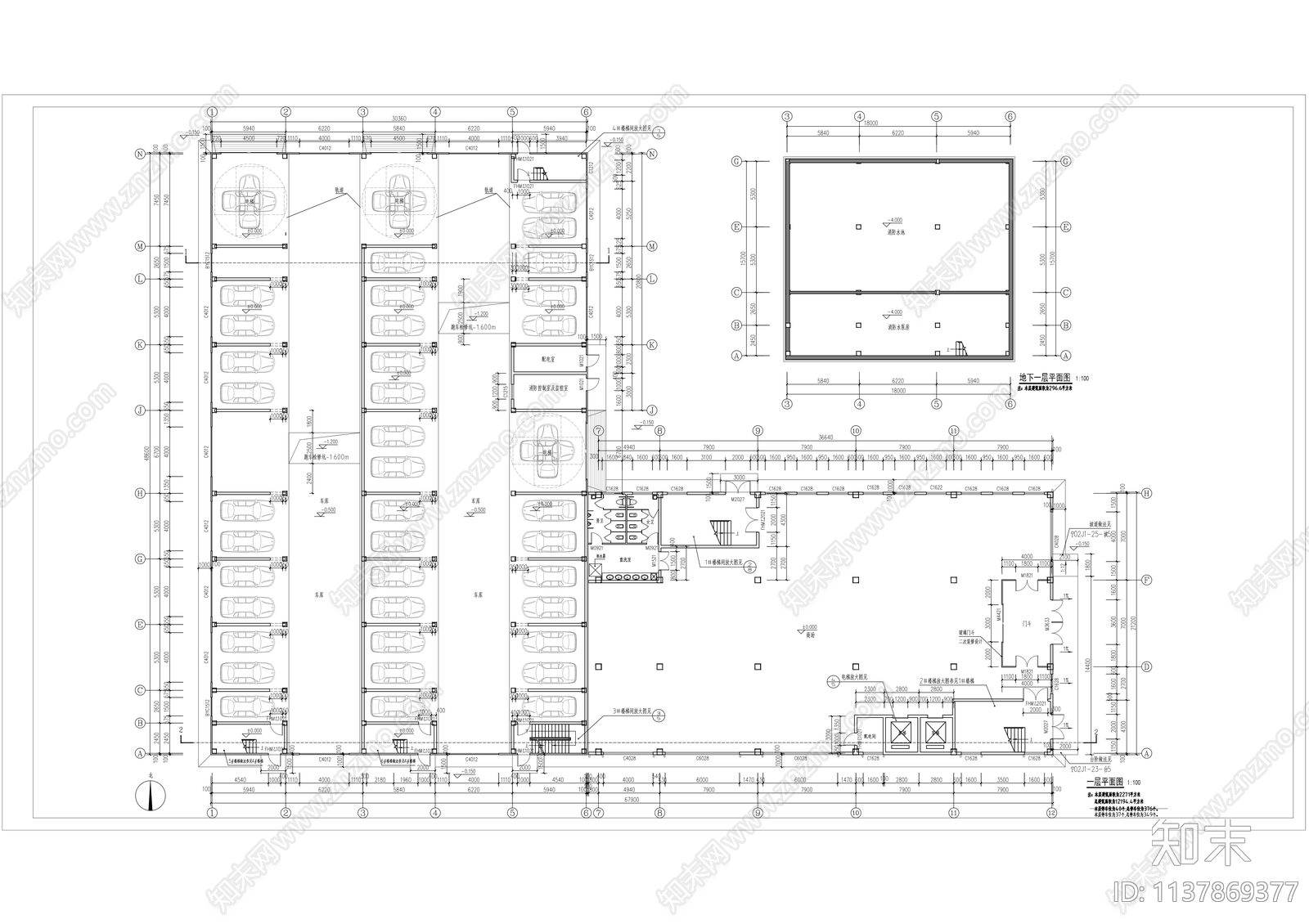 九层立体车库建筑施工图下载【ID:1137869377】